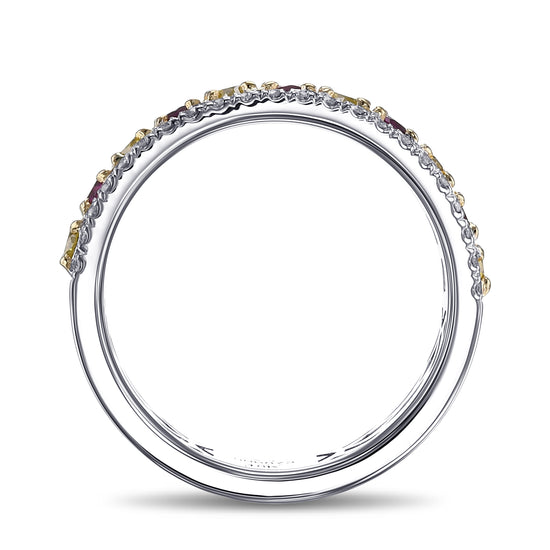 Ruby and Fancy Intense Yellow Diamond Band ring