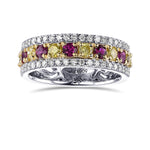 Ruby and Fancy Intense Yellow Diamond Band ring
