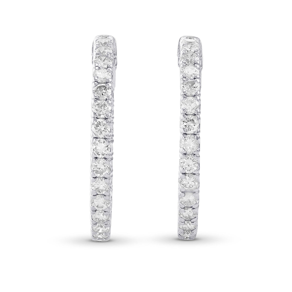 Round White Diamond Hoop Earrings