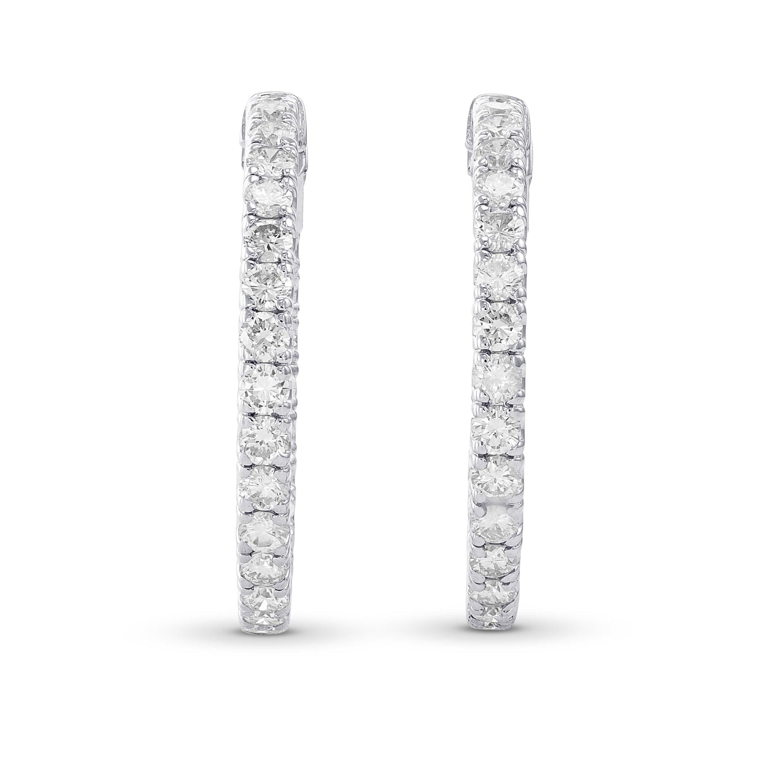 Round White Diamond Hoop Earrings