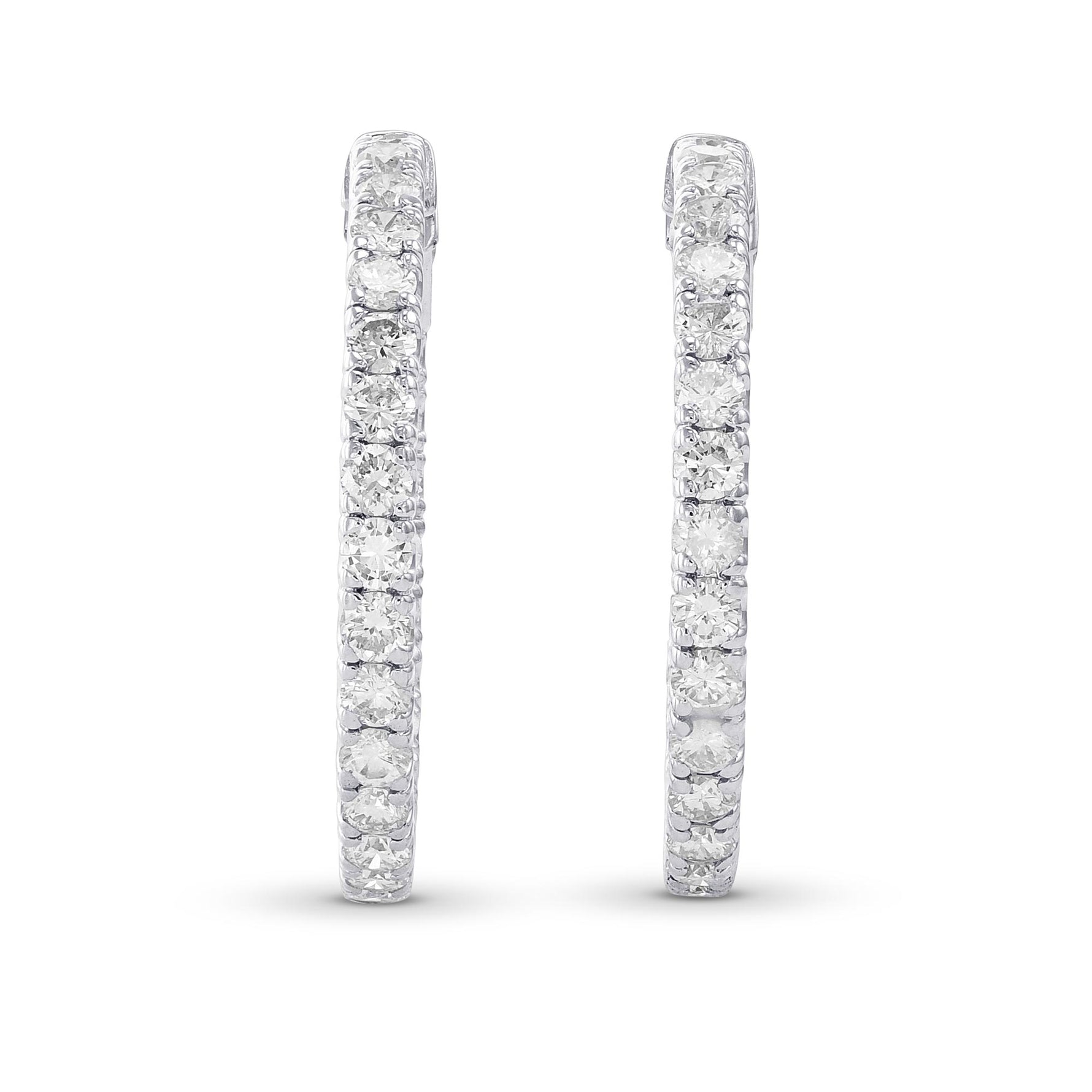 Round White Diamond Hoop Earrings