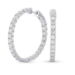Round White Diamond Hoop Earrings