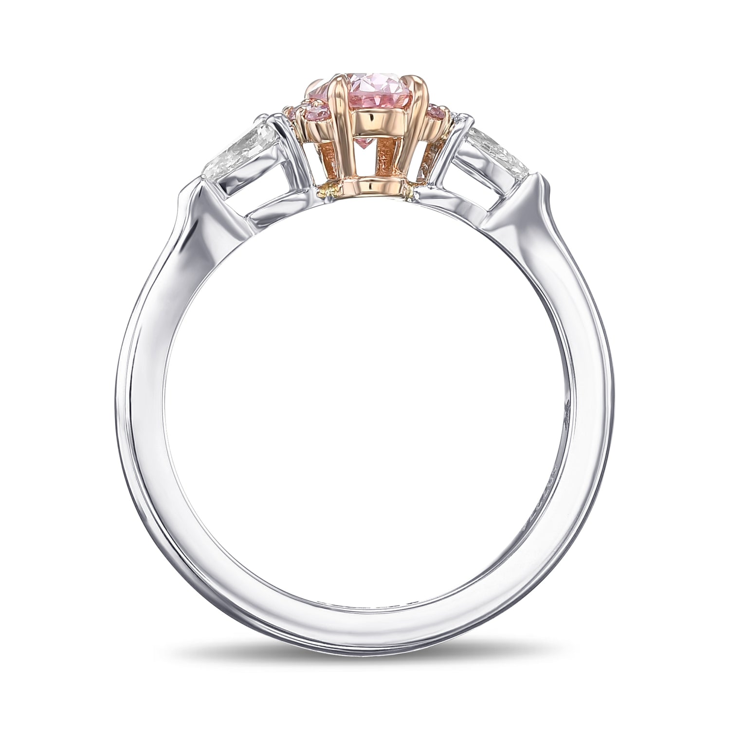 Fancy Intense Pink 6P Oval Diamond Ring