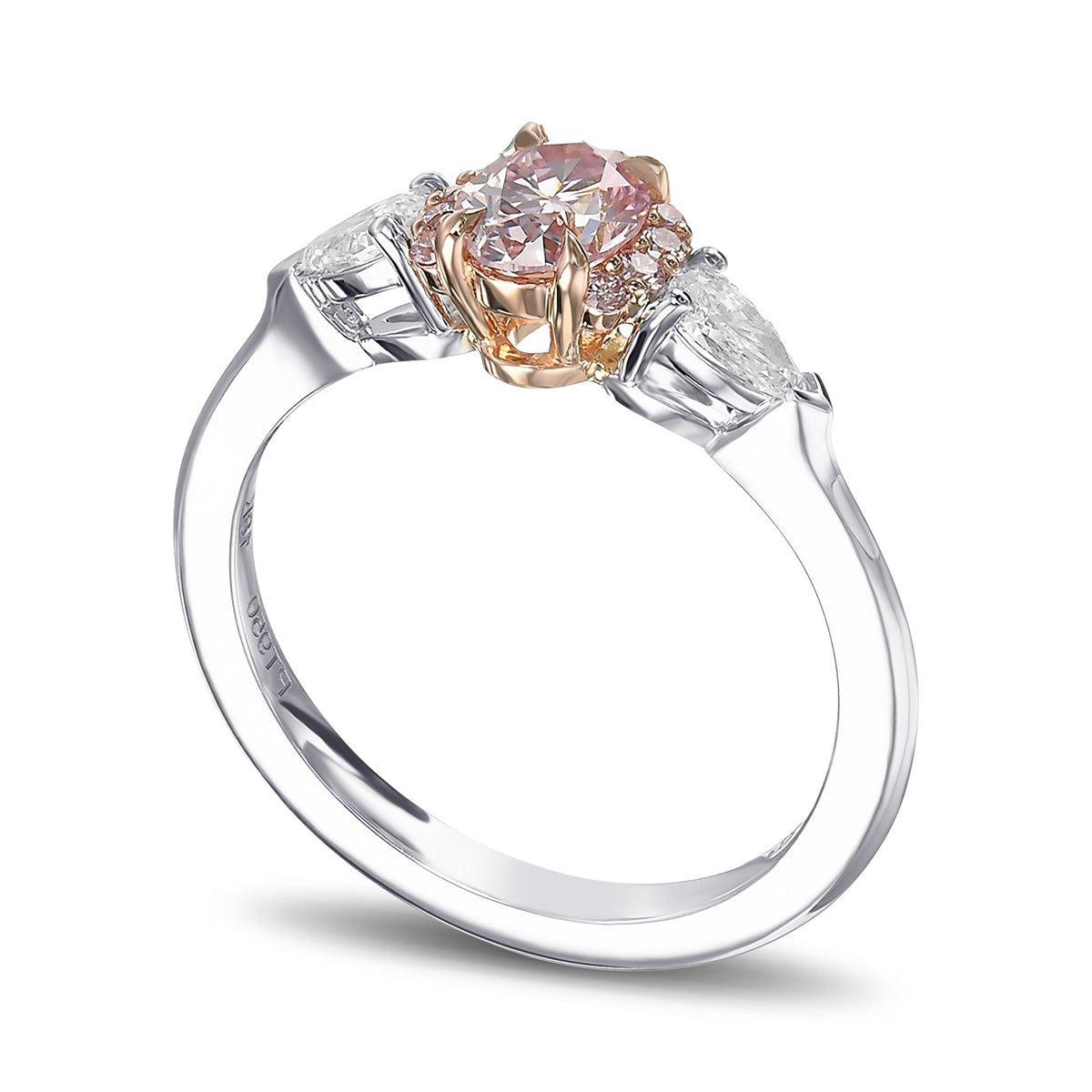 Fancy Intense Pink 6P Oval Diamond Ring