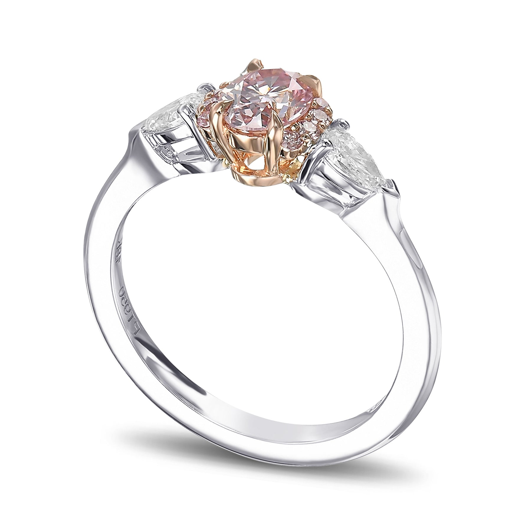 Fancy Intense Pink 6P Oval Diamond Ring