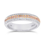 Fancy Pink and Collection Color Diamond Pave Millgrain Wedding Band