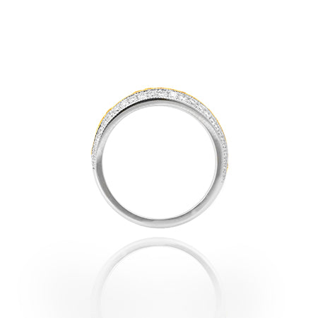 Fancy Vivid Yellow and White Diamond Pave Band Ring