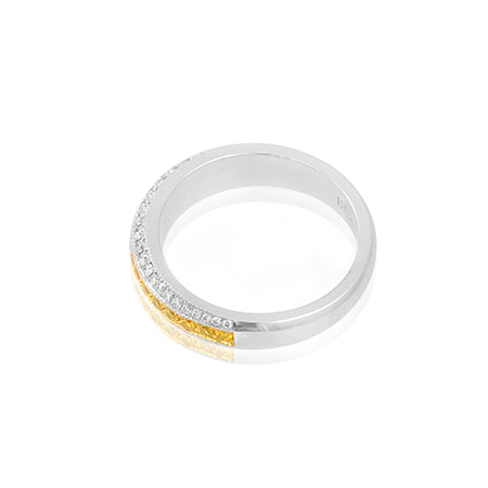 Fancy Vivid Yellow and White Diamond Pave Band Ring