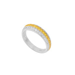 Fancy Vivid Yellow and White Diamond Pave Band Ring