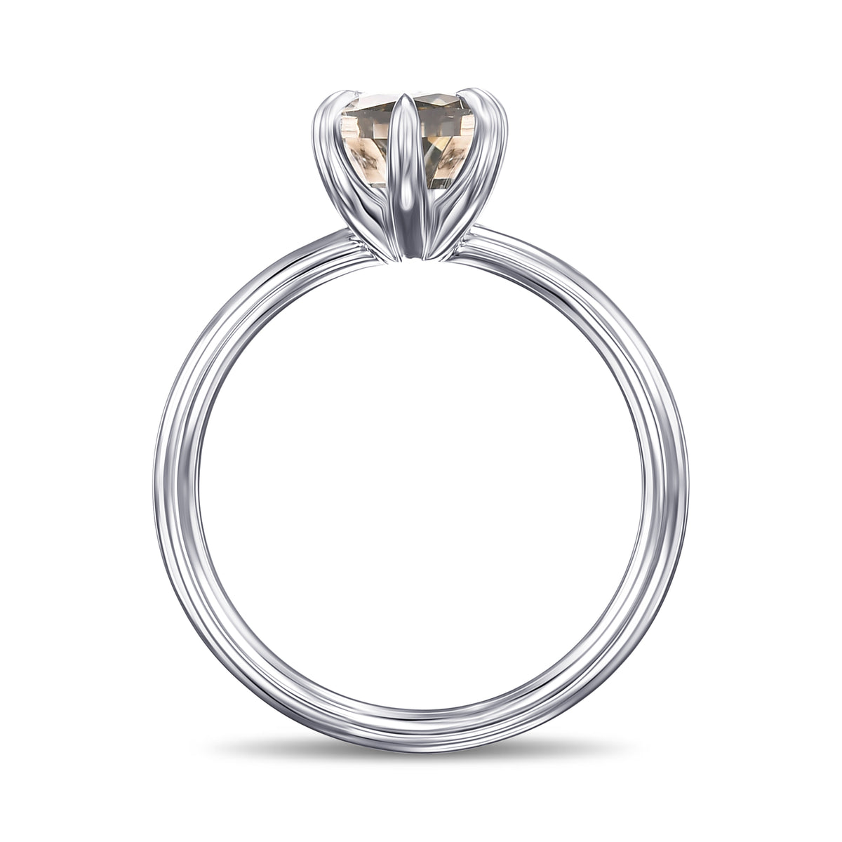 Fancy Greenish Yellow Gray Hexagonal Solitaire Diamond Ring