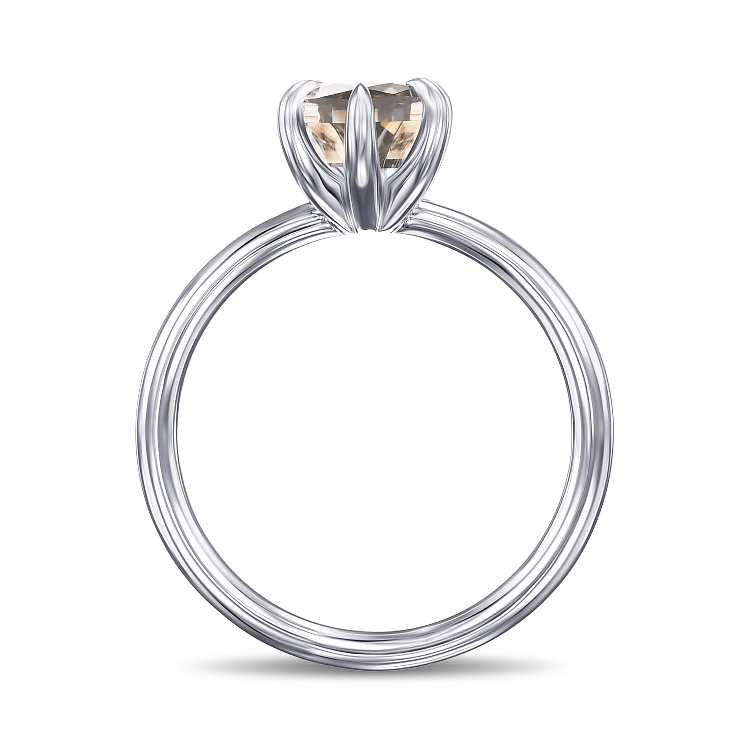 Fancy Greenish Yellow Gray Hexagonal Solitaire Diamond Ring