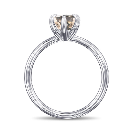 Fancy Greenish Yellow Gray Hexagonal Solitaire Diamond Ring