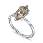 Fancy Greenish Yellow Gray Hexagonal Solitaire Diamond Ring