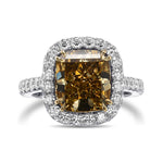 Fancy Yellow Brown Cushion Halo Diamond Ring