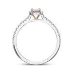 Fancy Deep Orangy Pink Radiant Halo Diamond Ring