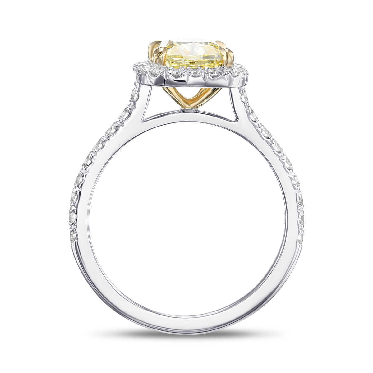 Fancy Yellow Cushion Halo Diamond Ring