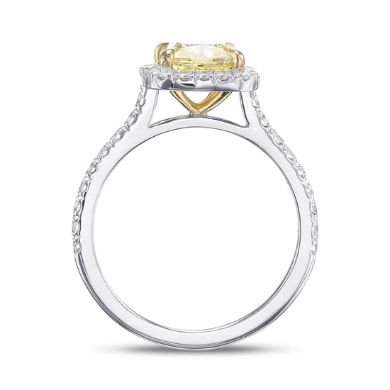Fancy Yellow Cushion Halo Diamond Ring