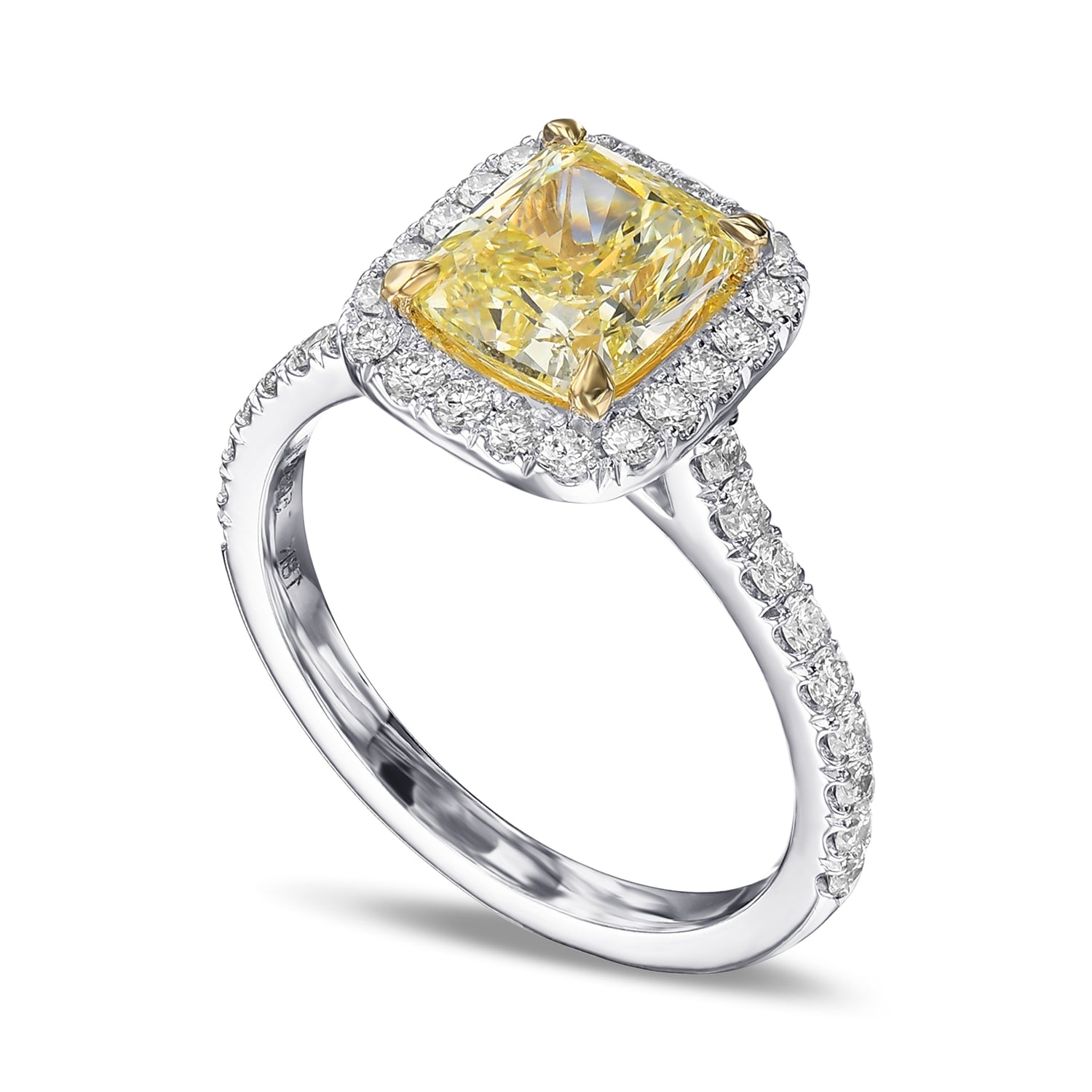 Fancy Yellow Cushion Halo Diamond Ring