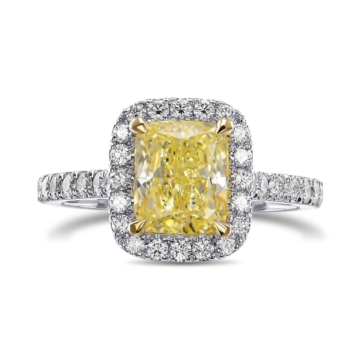 Fancy Yellow Cushion Halo Diamond Ring