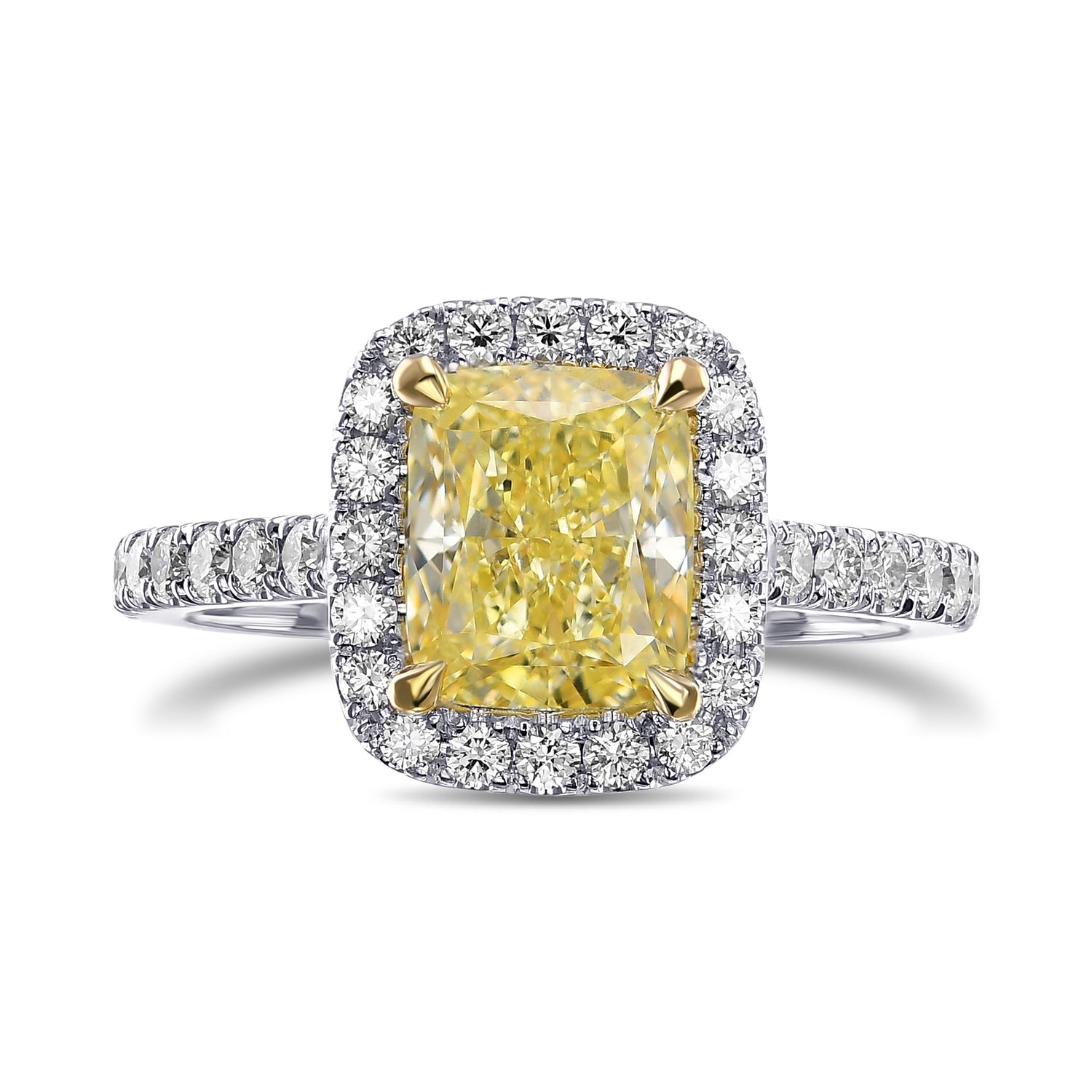 Fancy Yellow Cushion Halo Diamond Ring