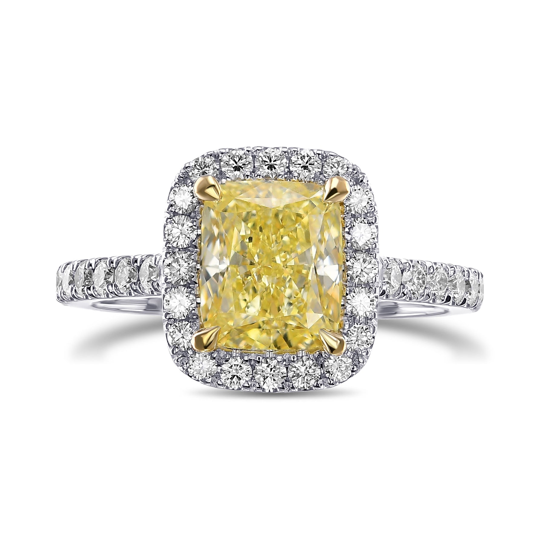 Fancy Yellow Cushion Halo Diamond Ring
