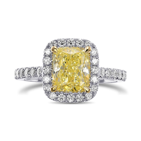 Fancy Yellow Cushion Halo Diamond Ring