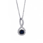 Fine Round Sapphire & Diamond Drop Pendant