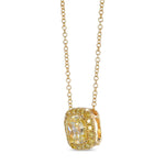 Fancy Intense Yellow Cushion Diamond Halo Pendant