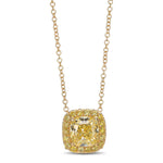 Fancy Intense Yellow Cushion Diamond Halo Pendant