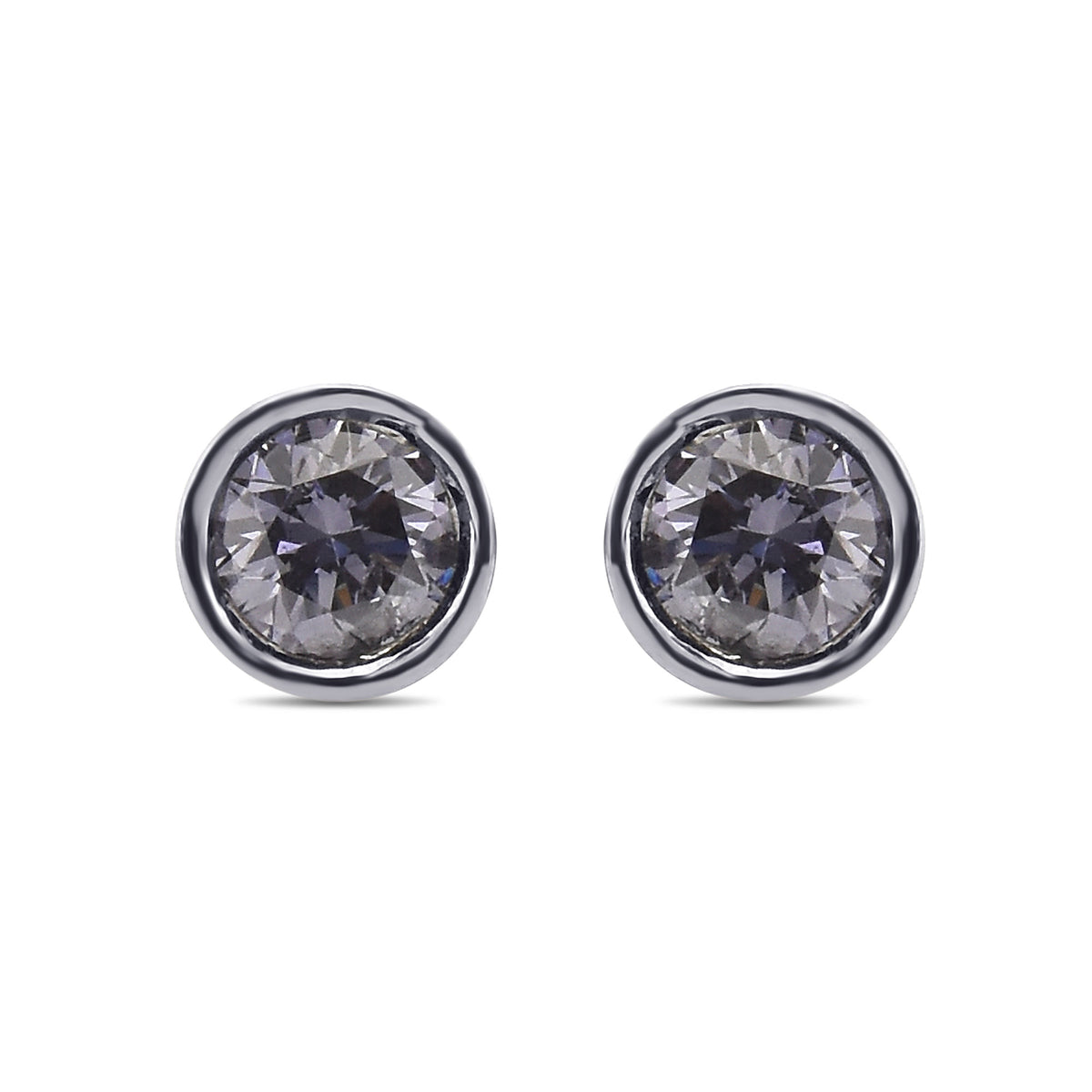 Round Fancy Gray Violet & Fancy Gray Blue Stud Diamond Earrings