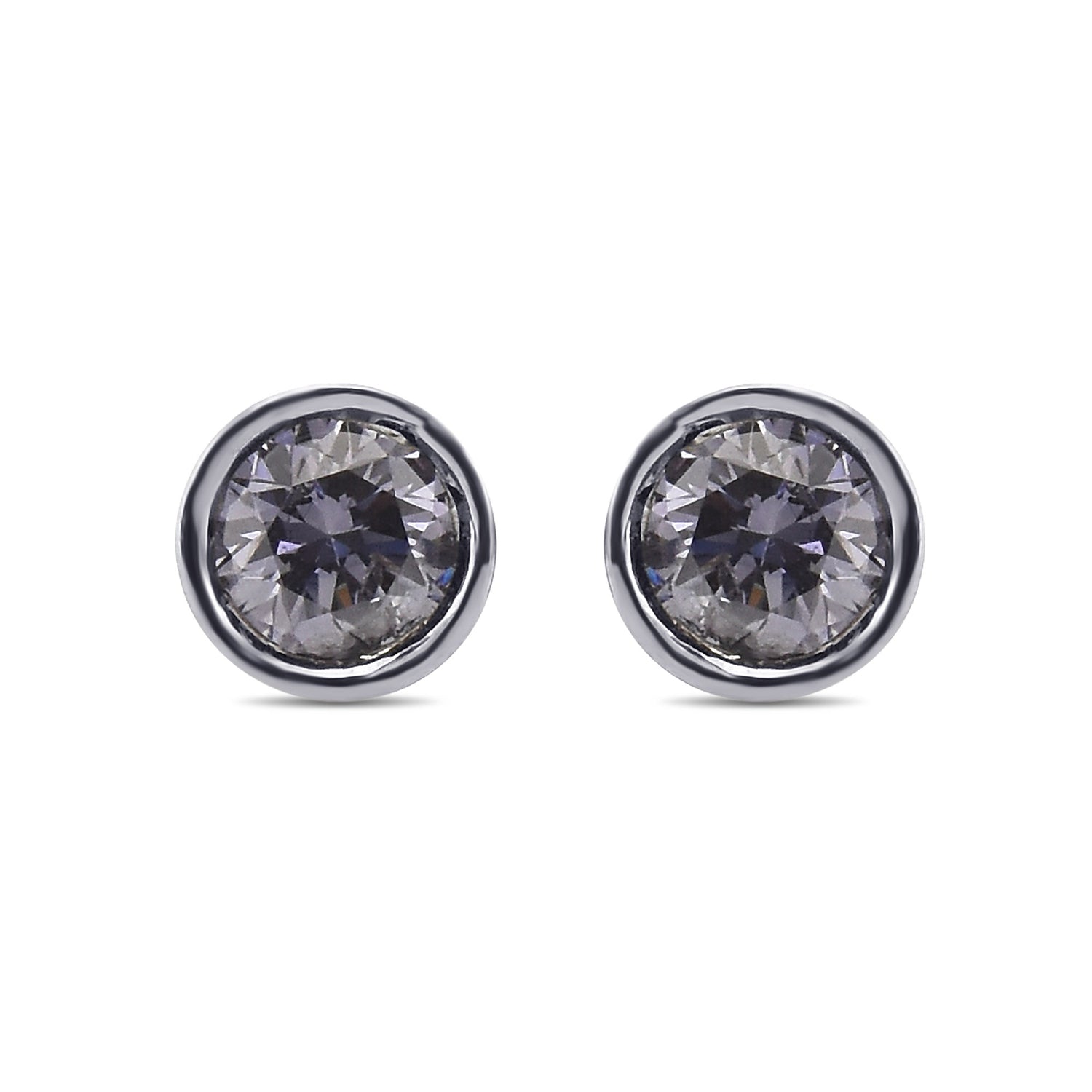 Round Fancy Gray Violet & Fancy Gray Blue Stud Diamond Earrings