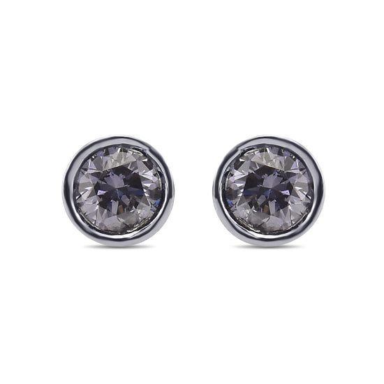 Round Fancy Gray Violet & Fancy Gray Blue Stud Diamond Earrings