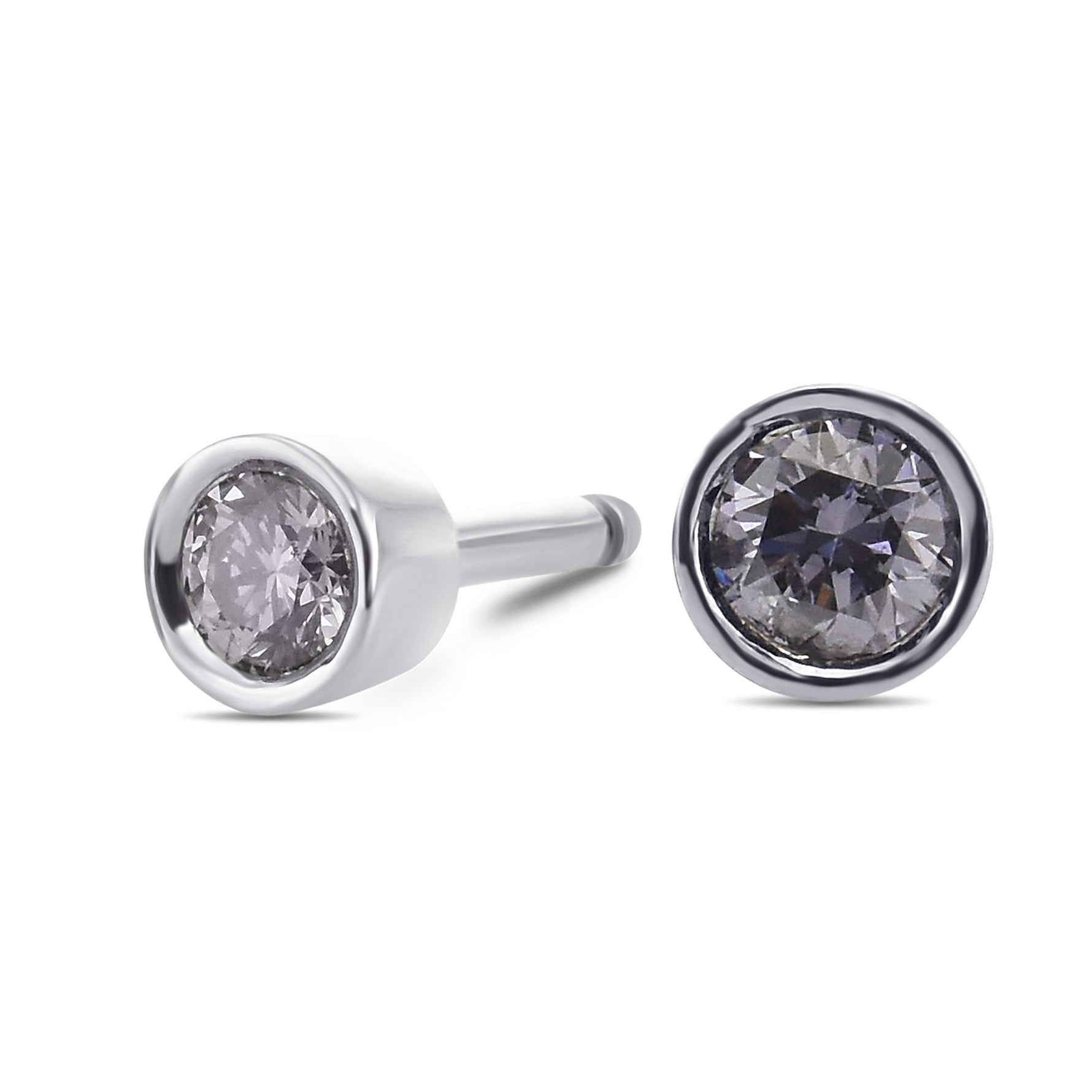 Round Fancy Gray Violet & Fancy Gray Blue Stud Diamond Earrings