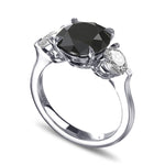 Fancy Black Round Brilliant 3 Stone Diamond Ring