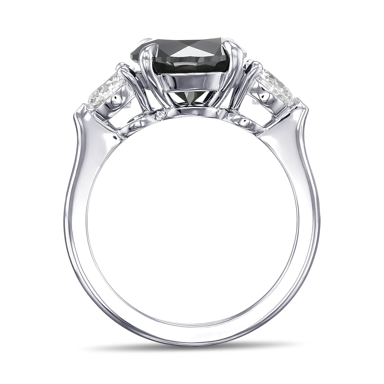 Fancy Black Round Brilliant 3 Stone Diamond Ring