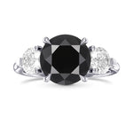 Fancy Black Round Brilliant 3 Stone Diamond Ring
