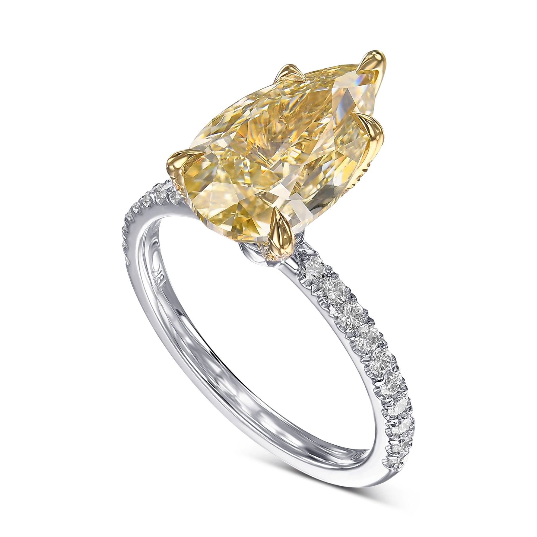 Fancy Brownish Yellow Pear Side Stone Diamond Ring