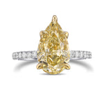 Fancy Brownish Yellow Pear Side Stone Diamond Ring