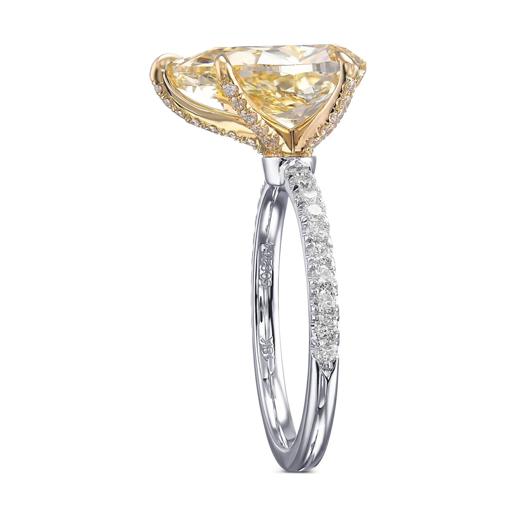 Fancy Brownish Yellow Pear Side Stone Diamond Ring