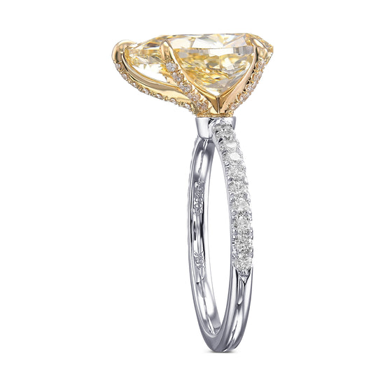 Fancy Brownish Yellow Pear Side Stone Diamond Ring