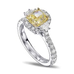 Fancy Yellow Cushion and Trapezoid Diamond 3-Stone Ring