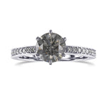 Fancy Gray Round Brilliant Side Stone Diamond Ring