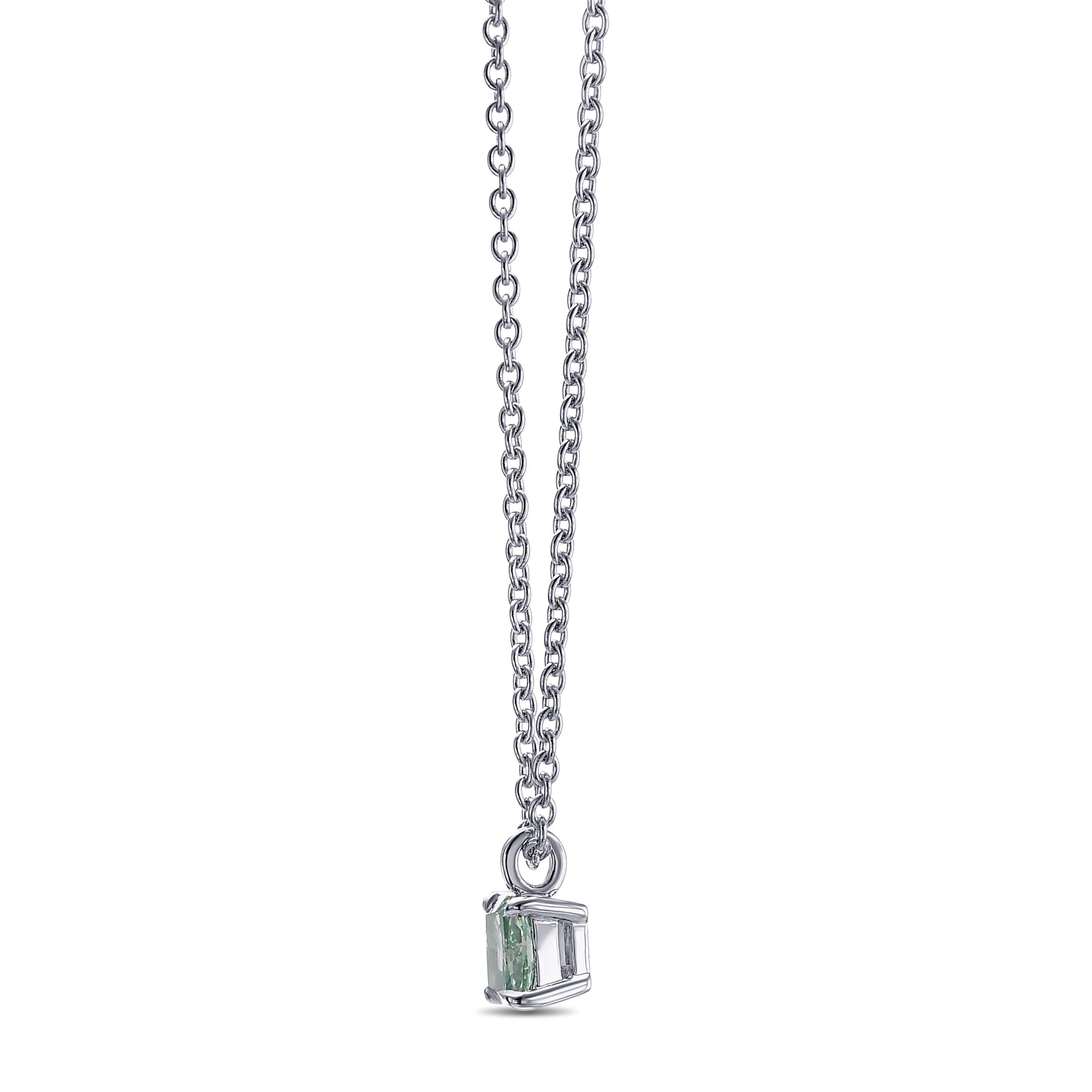 Fancy Vivid Green Cushion Solitaire Diamond Pendant