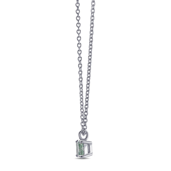 Fancy Vivid Green Cushion Solitaire Diamond Pendant