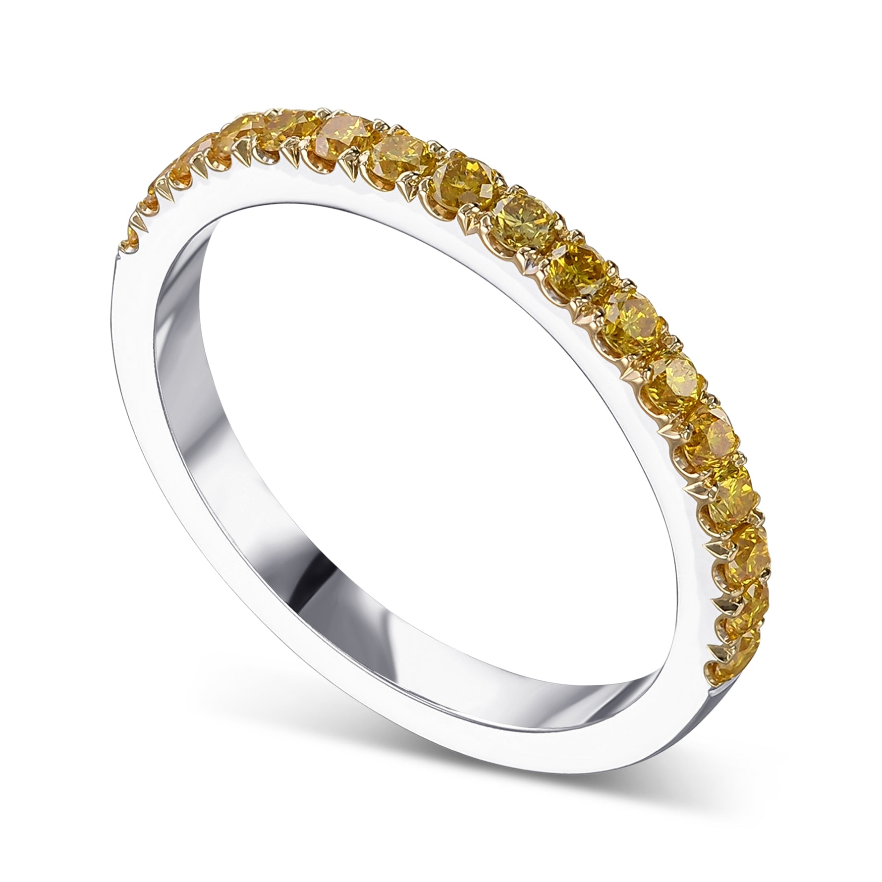 Canary Fancy Vivid Yellow Diamond Half Eternity Wedding Band