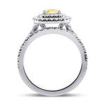Fancy Intense Yellow Cushion Double Halo Diamond Wedding Set Rings