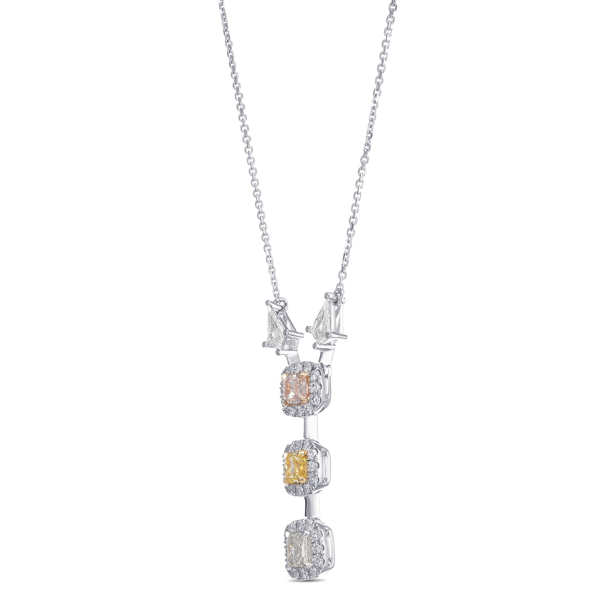Mixed Color Radiant Diamond Drop Pendant