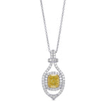 Fancy Intense Yellow Double Halo Diamond Pendant