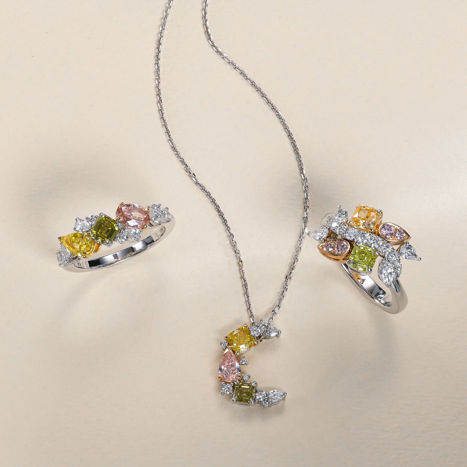 Multi-Color Diamond Cluster Couture Ring