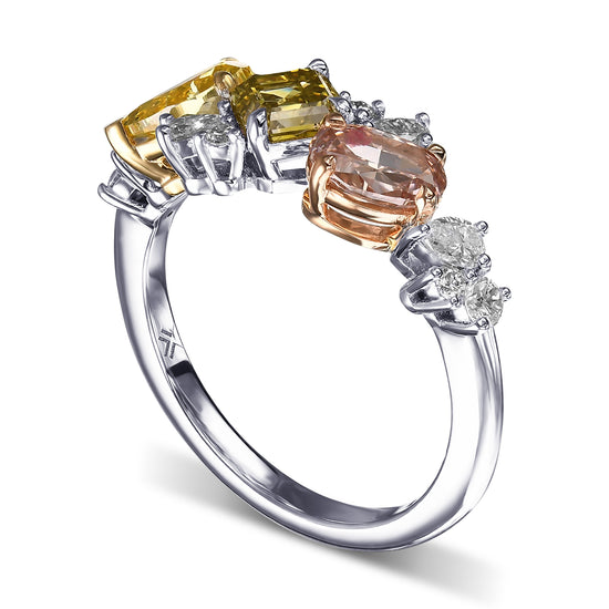 Multi-Color Diamond Cluster Couture Ring